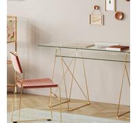 Cavalletti dorati scrittoio doppio ripiano salvaspazio design 120cm 130cm 140cm