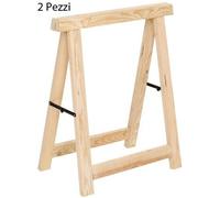 Cavalletti in Legno di Pino Coppia Pieghevoli Robusti 80 cm Tavolo da Lavoro