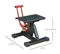 Cavalletto Alza Moto Professionale Regolabile a Pedale in Acciaio Nero e Rosso