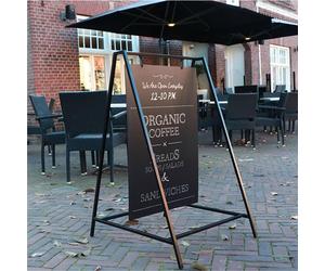 Cavalletto bifacciale con lavagna per gessi in acciaio Dimensioni 50x70 cm lavagna scrivibile e cancellabile telaio verniciato a polveri nero indoor/outdoor nero