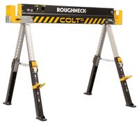 ROUGHNECK® Colt 600E Chevalet de sciage en acier très résistant Capacité de charge 589 kg avec pieds réglables en hauteur pour le travail du bois et la construction