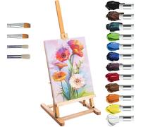 Cavalletto da Artista con Tela Pennelli e Colori Acrilici Set 21 Pezzi Artistico
