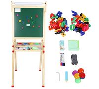 Cavalletto da disegno bifacciale per bambini, regolabile in altezza, per lavagna, set di accessori con supporto per rotolo di carta, per bambini, arte, artigianato, scrittura,