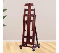 Cavalletto da studio multifunzionale in legno di faggio, regolabile in altezza e inclinazione, design mobile con ruote, dimensioni compatte per artisti (noce, nero)