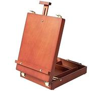 Cavalletto in legno portatile in altezza regolabile con cassetto per la pittura, l'esposizione di tele e poster - Fornitura d'arte ideale per artisti, studenti e decorazioni per la casa (rosso)