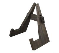 Cavalletto in legno rustico per esporre cimeli e opere d'arte con design senza tempo e funzione di tenuta sicura del piatto