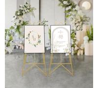 Cavalletto per targa di matrimonio, 110 cm, colore oro, grande per matrimoni, supporto in tela per pubblicità, cornici e poster