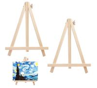 Cavalletto Pittura, Cavalletto da Tavolo in Legno Naturale, Set da 2, Altezza Regolabile, Design Antiscivolo, Compatto e Pieghevole, Perfetto per Pittura e Fotografie, 30x20 cm, Nero
