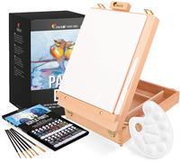 Cavalletto Pittura, Set Di 34 Pezzi Di Pittura Acrilica Con Cavalletto Da Tavolo