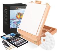Cavalletto Pittura, Set Di 34 Pezzi Di Pittura Acrilica Con Cavalletto Da Tavolo