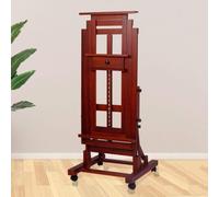 Cavalletto professionale regolabile in legno di faggio con ruote, supporto compatto per pittura, controllo altezza e inclinazione per artisti, dimensioni ridotte (noce, A)