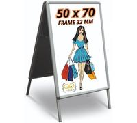 Cavalletto Pubblicitario 50X70 cm Bifacciale Cornice Espositiva, in Alluminio, per Esterno e da Interno, Pieghevole e leggero, con protezione in PVC, Doppio lato, a bacheca, best