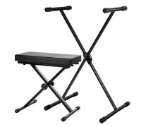 Cavalletto Supporto Tastiera Musicale a X Stand Piedistallo Pianola Set Sgabello
