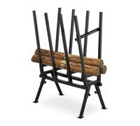 Relaxdays Cavalletto Taglialegna, 200 kg, Trespolo per Tagliare la Legna con Motosega, Acciaio, HLP 112x77,5x50 cm, Nero