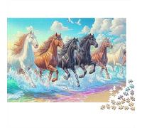 Cavalli al Galoppo Puzzle per Adulti Puzzle 1000 Pezzi Onde Oceaniche Set Puzzle 1000 Pezzi Relax Decorazione Regalo 38x26cm/1000pcs