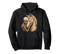 Cavalli Amante Scheletro Gotico Equestre Arte Halloween Donne Felpa con Cappuccio