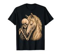 Cavalli Amante Scheletro Gotico Equestre Arte Halloween Donne Maglietta
