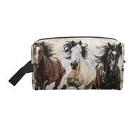 Cavalli che corrono arte stampa portatile viaggio toilette Storage Bag grande capacità 600D poliestere cosmetico Storage Bag