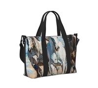 Cavalli che corrono borsa da viaggio portatile con stampa artistica borsa a mano pieghevole per viaggi di fine settimana accessorio da palestra