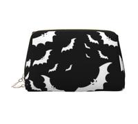Cavalli che corrono borsa per il trucco stampata per le donne borsa da trucco in pelle portatile borsa da viaggio con cerniera dorata borse cosmetici organizzatore, Pipistrelli volanti di Halloween