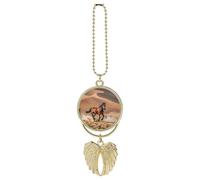Cavalli che corrono nel deserto tempesta auto appeso ornamento specchietto retrovisore ciondolo carino specchio auto decorazione estetica divertente ciondolo auto ciondoli auto regali per uomini donne