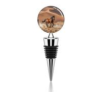 Cavalli che corrono nel deserto tempesta tappo per bottiglia di vino tappo riutilizzabile per vino, sigillante decorativo per bottiglie mantiene il vino fresco, è un regalo ideale per accessori per