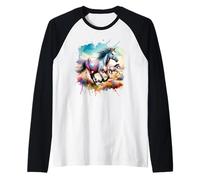 Cavalli che corrono nel West Country Boho Cowgirl Maglia con Maniche Raglan