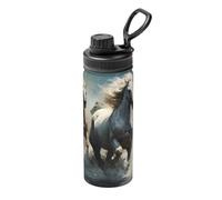 Cavalli che corrono selvaggi nel fiume 510 g thermos sportivo in acciaio inox, adatto per uomini e donne, efficiente conservazione del calore, facile da trasportare