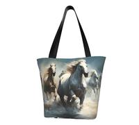 Cavalli che corrono selvaggi nel fiume Borsa a tracolla alla moda da donna, borsa a tracolla da donna, adatta per lo shopping di viaggio del fine settimana