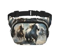 Cavalli che corrono selvaggi nel fiume Pattern trendy marsupio alla moda unisex borsa messenger sport viaggio