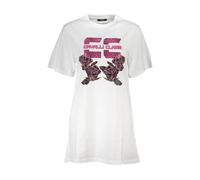 Cavalli Class, ,Dresses ,Donna ,Bianco ,M Abito con Stampa di Rose e Logo Ricamato