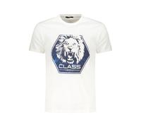 Cavalli Class Bianco Cotton Men T-Shirt - L