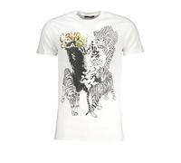 Cavalli Class Bianco Cotton Men T-Shirt - L