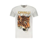 Cavalli Class Bianco Cotton Men T-Shirt - M