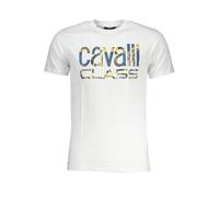 Cavalli Class Bianco Cotton Men T-Shirt - XL