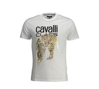 Cavalli Class Bianco Cotton Men T-Shirt - XL