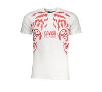 Cavalli Class Bianco Cotton Men T-Shirt - XXL