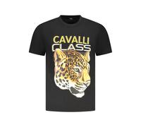Cavalli Class Black Cotton Men T-Shirt - M