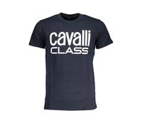 Cavalli Class Blu Cotton Men T-Shirt - XL