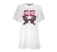 Cavalli Class - Abito con Stampa di Rose e Logo Ricamato - -Dresses -Donna -Bianco -M