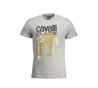 Cavalli Class Grigio Cotton Men T-Shirt - L