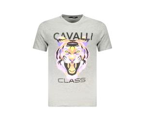 Cavalli Class Grigio Cotton Men T-Shirt - XXL