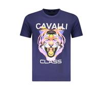 Cavalli Class - T-shirt in cotone blu con scollo a giro - -Tops -Uomo -Blu -M