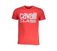 Cavalli Class - T-Shirt in Cotone Rosso con Stampa Logo - - Tops - Uomo - Rosso - M