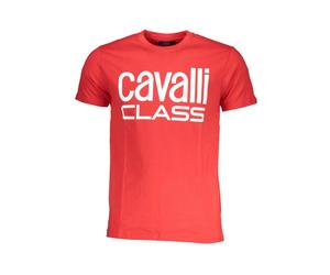 Cavalli Class - T-Shirt in Cotone Rosso con Stampa Logo - - Tops - Uomo - Rosso - M