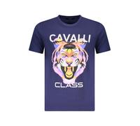 Cavalli Class, ,Tops ,Uomo ,Blu ,L T-shirt in cotone blu con scollo a giro