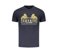 Cavalli Class, ,Tops ,Uomo ,Blu ,M T-shirt blu con stampa leopardata
