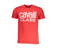 Roberto Cavalli T-shirt Cavalli Class rossa in cotone con stampa logo manica corta XL