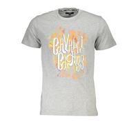 Cavalli Class - T-shirt Uomo Manica Corta con Stampa Logo - - Tops - Uomo - Grigio - 2XL
