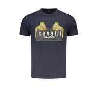 Cavalli Class - T-shirt blu con stampa leopardata - -Tops -Uomo -Blu -M
